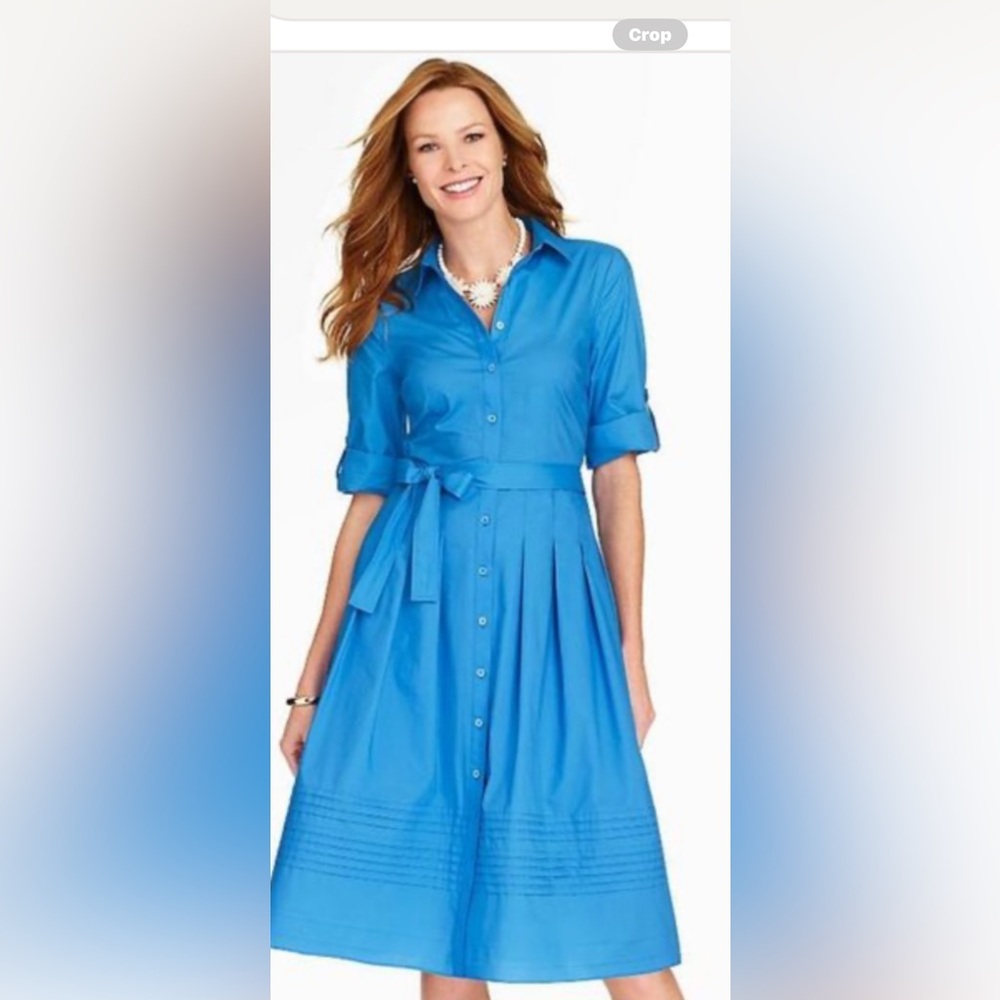 Talbots Blue, Cotton Shirt Waist Dress Size 6